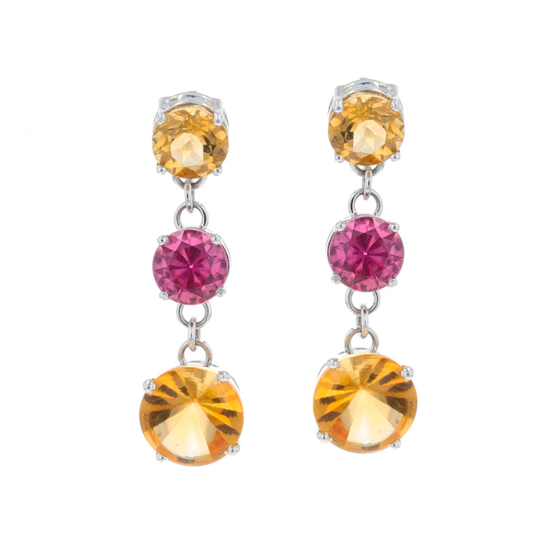 Boucles d'oreilles citrines et tourmalines or blanc 8.16g Comme neuf -  reconditionné disponible sur Gemme Les Bijoux